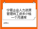 宁夏企业人力资源管理师工资多少钱一个月通常