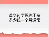遵义药学职称工资多少钱一个月通常
