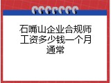 石嘴山企业合规师工资多少钱一个月通常