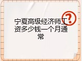 宁夏高级经济师工资多少钱一个月通常