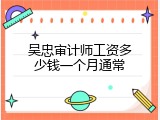 吴忠审计师工资多少钱一个月通常