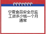 宁夏食品安全总监工资多少钱一个月通常