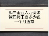 那曲企业人力资源管理师工资多少钱一个月通常