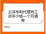 云浮专利代理师工资多少钱一个月通常