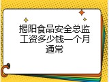 揭阳食品安全总监工资多少钱一个月通常