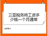 三亚税务师工资多少钱一个月通常