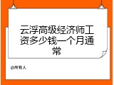 云浮高级经济师工资多少钱一个月通常