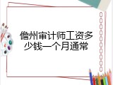 儋州审计师工资多少钱一个月通常