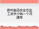 贵州食品安全总监工资多少钱一个月通常