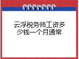 云浮税务师工资多少钱一个月通常