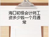 海口初级会计师工资多少钱一个月通常