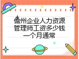 儋州企业人力资源管理师工资多少钱一个月通常
