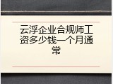 云浮企业合规师工资多少钱一个月通常