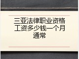 三亚法律职业资格工资多少钱一个月通常