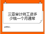 三亚审计师工资多少钱一个月通常