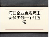 海口企业合规师工资多少钱一个月通常