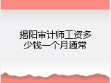 揭阳审计师工资多少钱一个月通常