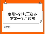 贵州审计师工资多少钱一个月通常