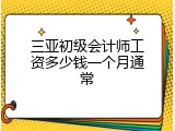 三亚初级会计师工资多少钱一个月通常