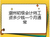 潮州初级会计师工资多少钱一个月通常
