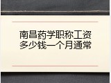 南昌药学职称工资多少钱一个月通常