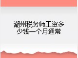 潮州税务师工资多少钱一个月通常