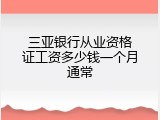 三亚银行从业资格证工资多少钱一个月通常