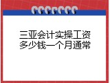 三亚会计实操工资多少钱一个月通常
