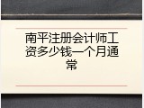 南平注册会计师工资多少钱一个月通常
