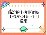 临汾护士执业资格工资多少钱一个月通常