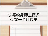 宁德税务师工资多少钱一个月通常