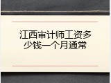江西审计师工资多少钱一个月通常