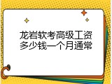 龙岩软考高级工资多少钱一个月通常