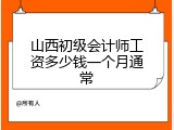 山西初级会计师工资多少钱一个月通常