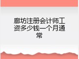 廊坊注册会计师工资多少钱一个月通常