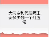 大同专利代理师工资多少钱一个月通常