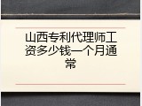 山西专利代理师工资多少钱一个月通常