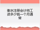 衡水注册会计师工资多少钱一个月通常