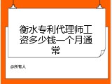 衡水专利代理师工资多少钱一个月通常