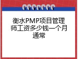 衡水PMP项目管理师工资多少钱一个月通常