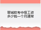 晋城软考中级工资多少钱一个月通常