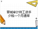 晋城审计师工资多少钱一个月通常