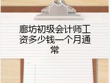廊坊初级会计师工资多少钱一个月通常