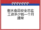 衡水食品安全总监工资多少钱一个月通常
