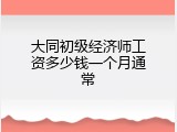 大同初级经济师工资多少钱一个月通常