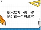 衡水软考中级工资多少钱一个月通常