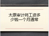 太原审计师工资多少钱一个月通常