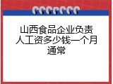 山西食品企业负责人工资多少钱一个月通常
