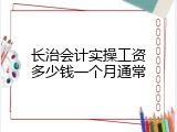 长治会计实操工资多少钱一个月通常