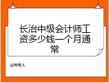长治中级会计师工资多少钱一个月通常